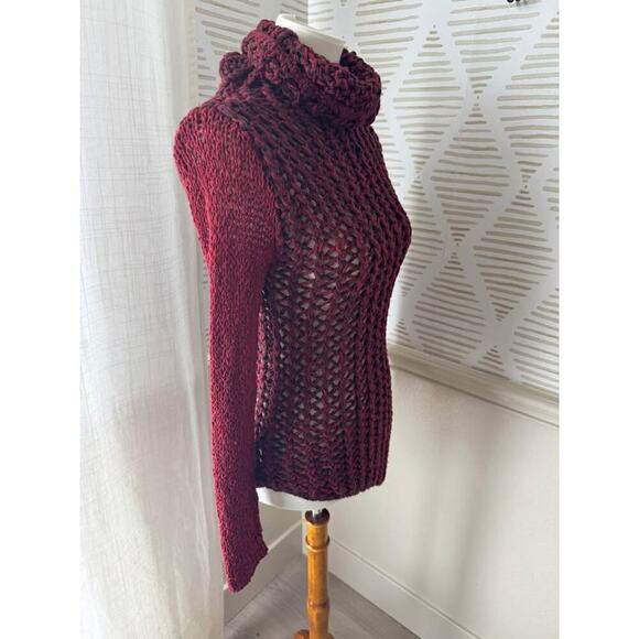 Helmut Lang Women’s Size P XS Red Open Knit Italian Wool Sweater - Picture 6 of 8